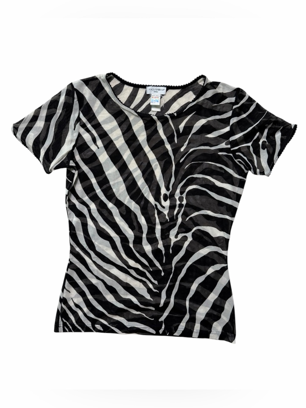 Vintage Dolce & Gabbana Zebra Print Sheer Mesh Top Y2K